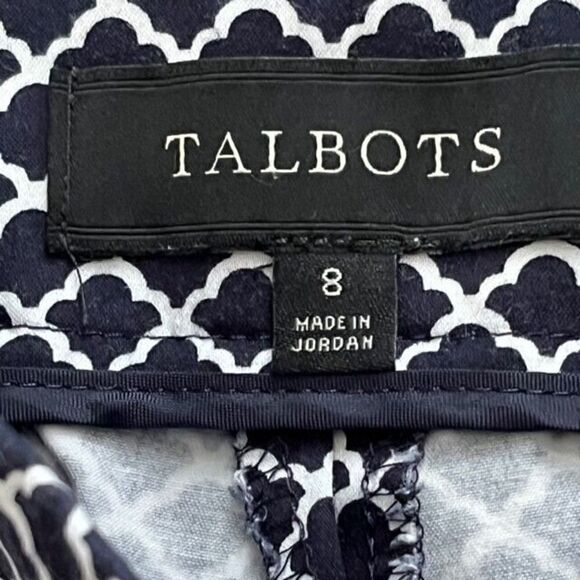 Talbots Heritage Navy Scallop Pattern Ankle Pant Size 8 - Picture 8 of 9